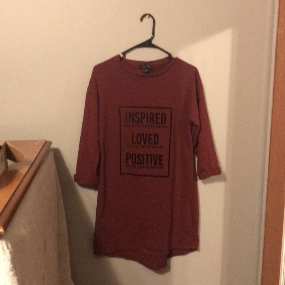 Maroon long sleeve tee shirt dress